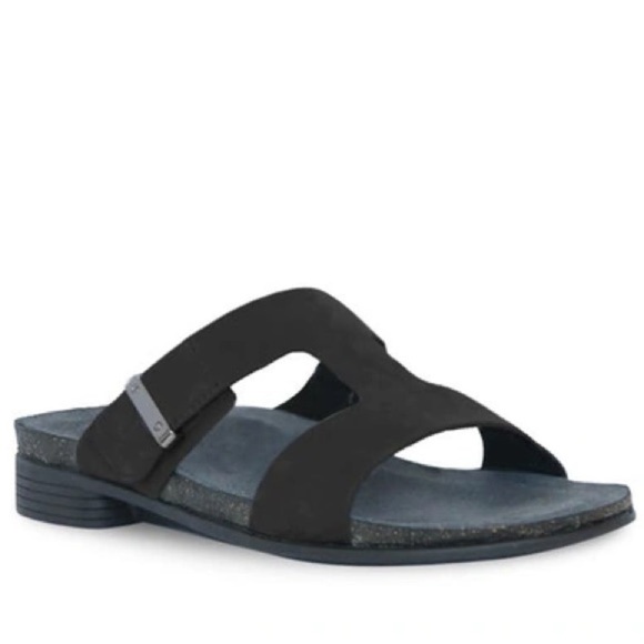 New Munro Jody Slide Sandal Black Nubuck Comfort Sz 8 Narrow - Picture 1 of 15